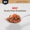 Close-up of Black Hawk Beef Wet Dog Food – grain-free beef chunks in gravy