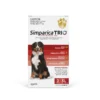 Simparica Trio 40.1-60kg Red XL 3 Pack Front Front view of Simparica Trio 40.1-60kg Red XL 3 Pack flea, tick, heartworm and worming treatment for extra-large dogs