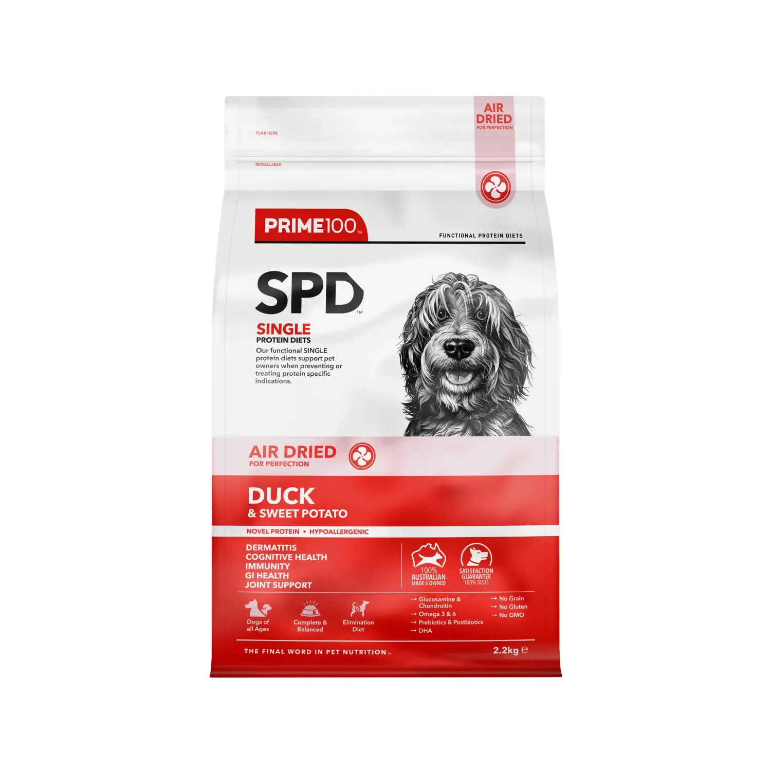 Prime100 SPD Air Dried Duck & Sweet Potato Dog Food Bag of Prime100 SPD Air Dried Duck & Sweet Potato dog food