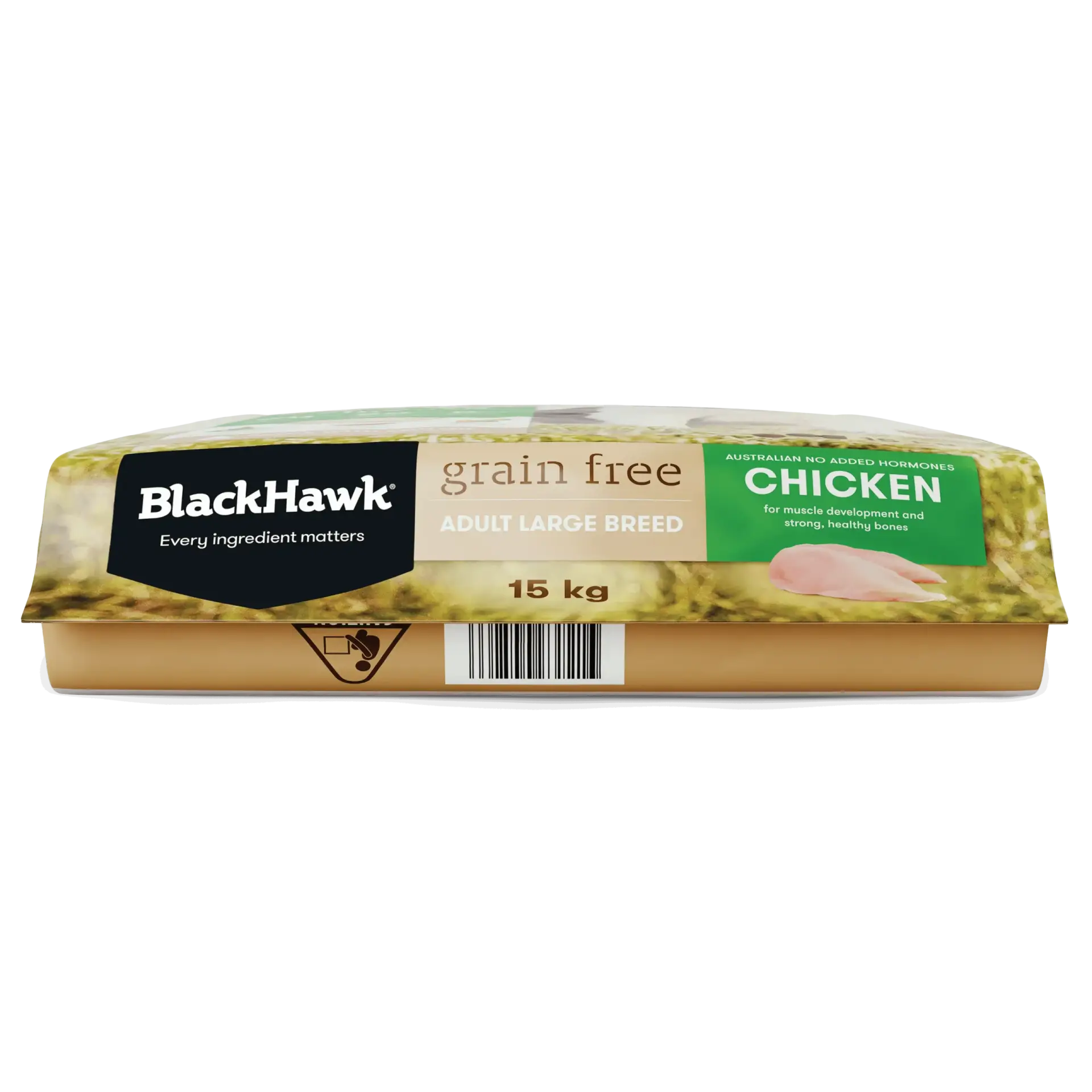 Black Hawk Grain Free Chicken Large Breed Dog Food top view – grain free formula with Australian chicken.