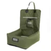 DOOG Car Seat Green Front Angle Green DOOG car seat shown with quilted back panel, padded cushion and hanging straps