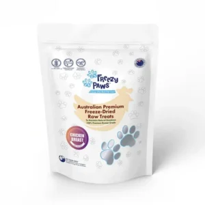Front view of Freezy Paws Freeze Dried Chicken Breast 100g pouch