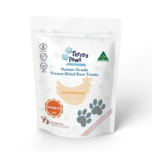 Front view of Freezy Paws Freeze Dried Chicken Drumstick Treats 100g pouch