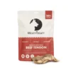 Freeze Dried Beef Tendon Treats with Tendon Pieces Meaty Treaty Beef Tendon freeze-dried treat pack with tendon pieces displayed.