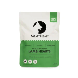Front of Meaty Treaty Freeze-Dried Lamb dog treats pouch
