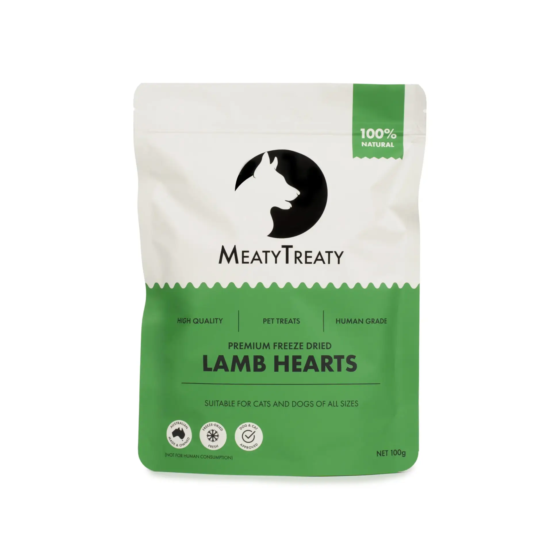 Front of Meaty Treaty Freeze-Dried Lamb dog treats pouch