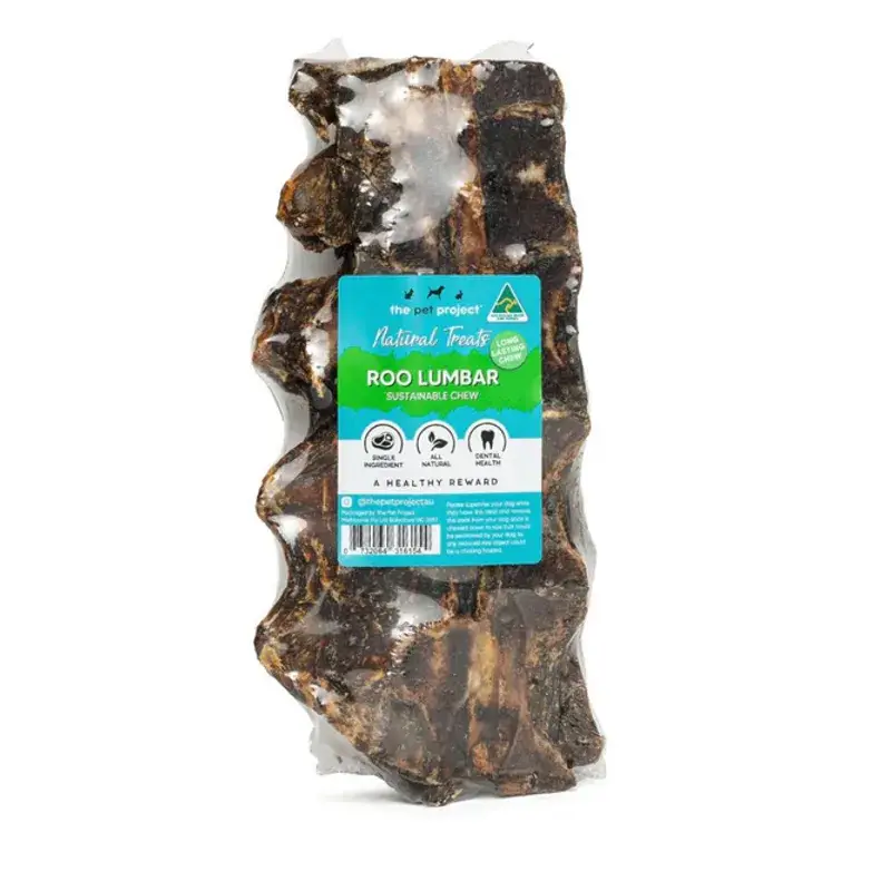 The Pet Project Roo Lumbar natural kangaroo dog chew in packaging