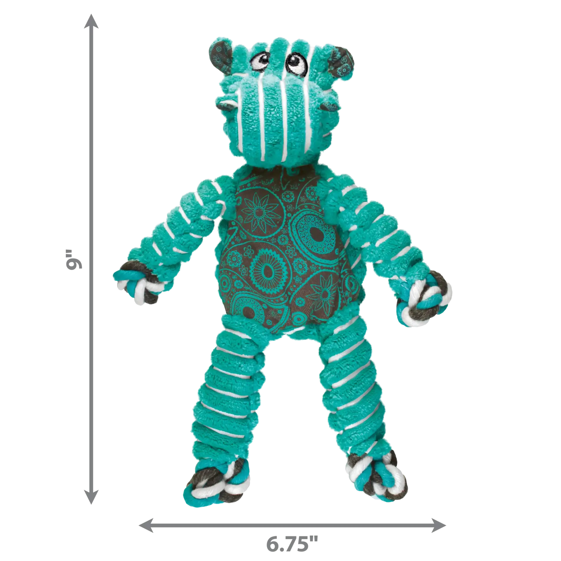 KONG Floppy Knots Hippo Squeak Toy for Dogs small medium size dimensions 9 x 6.75 inches