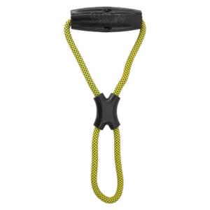 KONG Jaxx Infinity Rope Tug Toy Large for Dogs on transparent background showing yellow rope and black rubber design