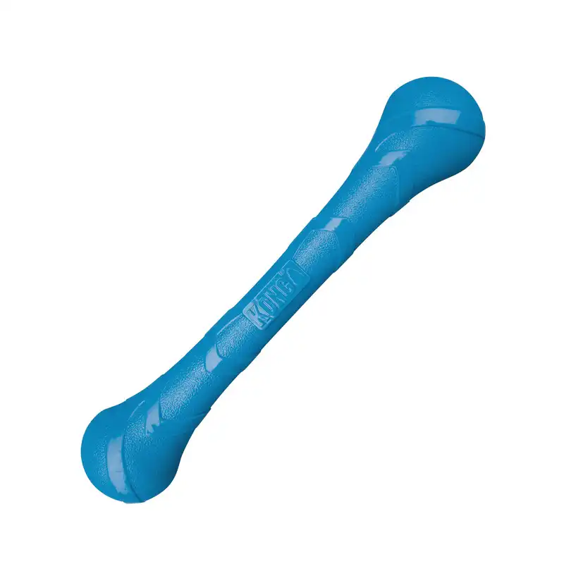 KONG Squeak Stix Extra Long Tough Fetch Toy in blue colour on transparent background