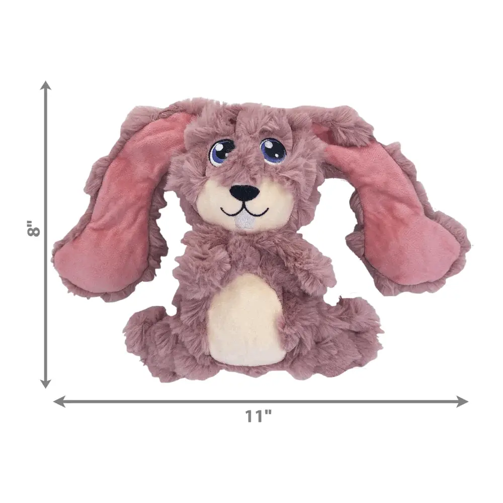 KONG Scrumplez Bunny Dog Toy with size dimensions 10 inches tall and 7 inches wide