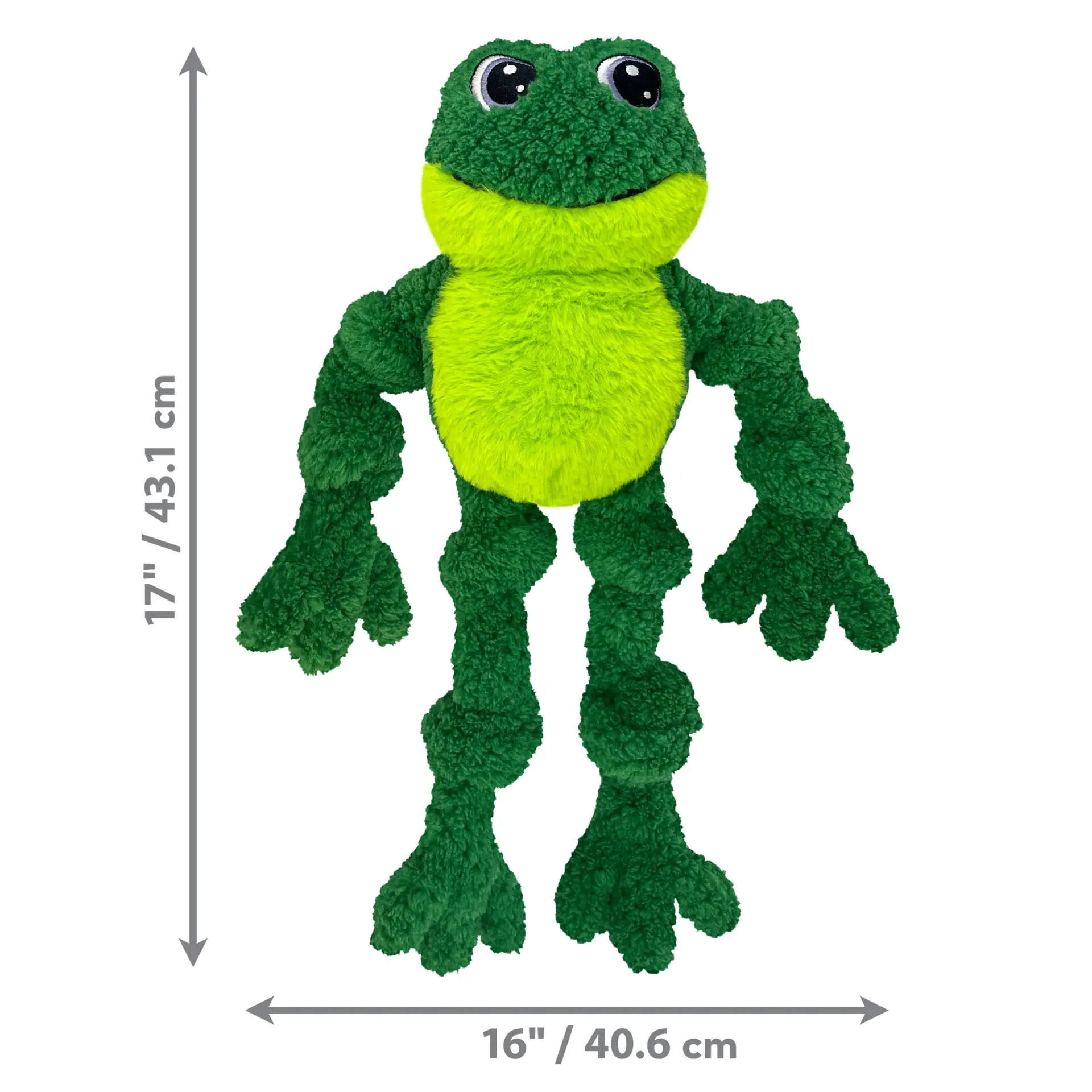KONG Knots Frog Dog Toy with size dimensions 43 cm tall and 40 cm wide