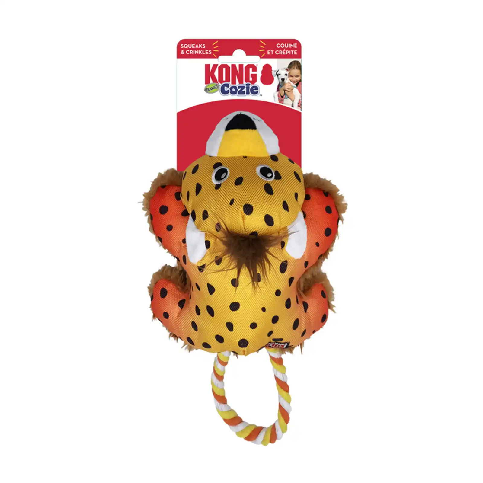 KONG Cozie Tuggz Cheetah toy in packaging