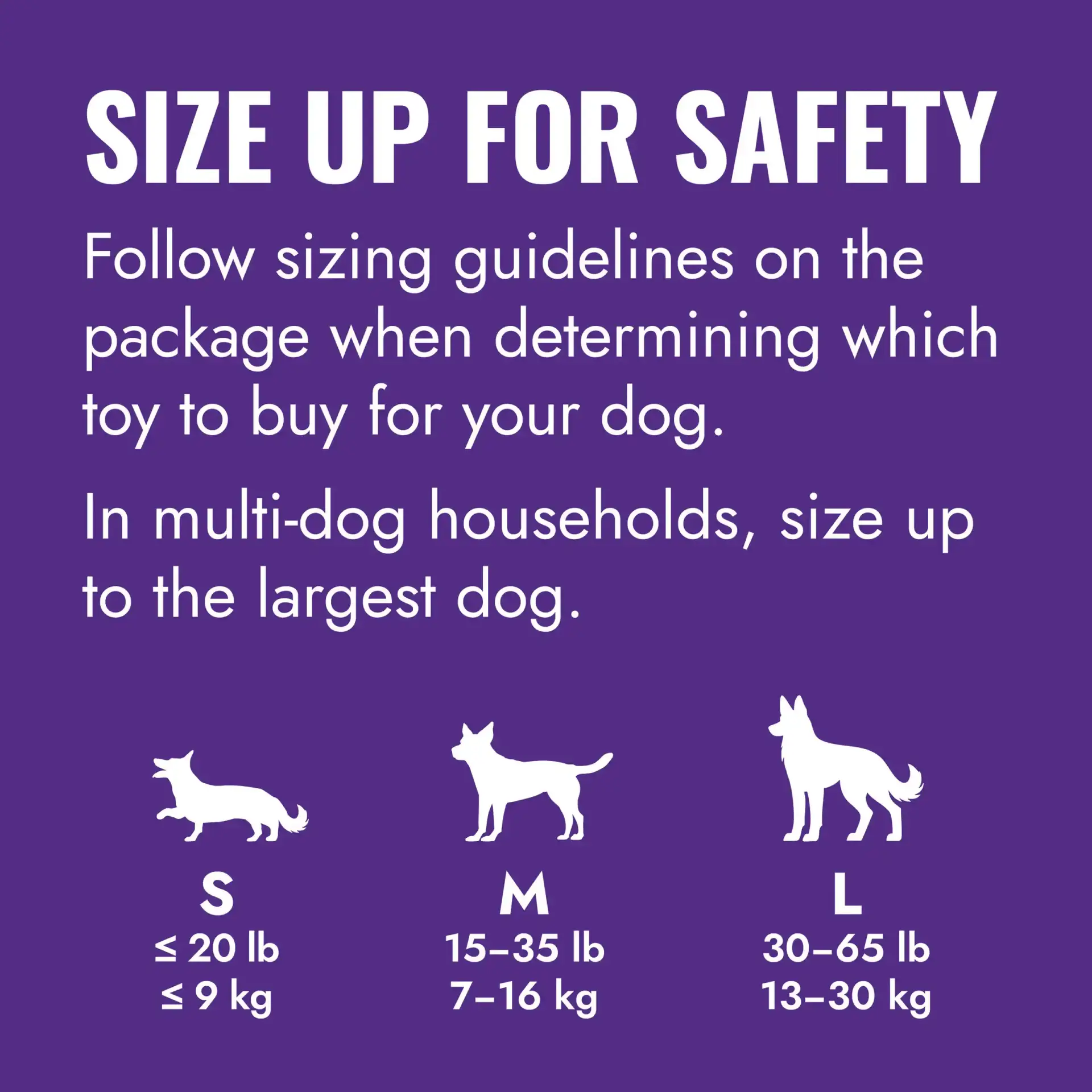 KONG Senior size guide for small, medium, and large dogs
