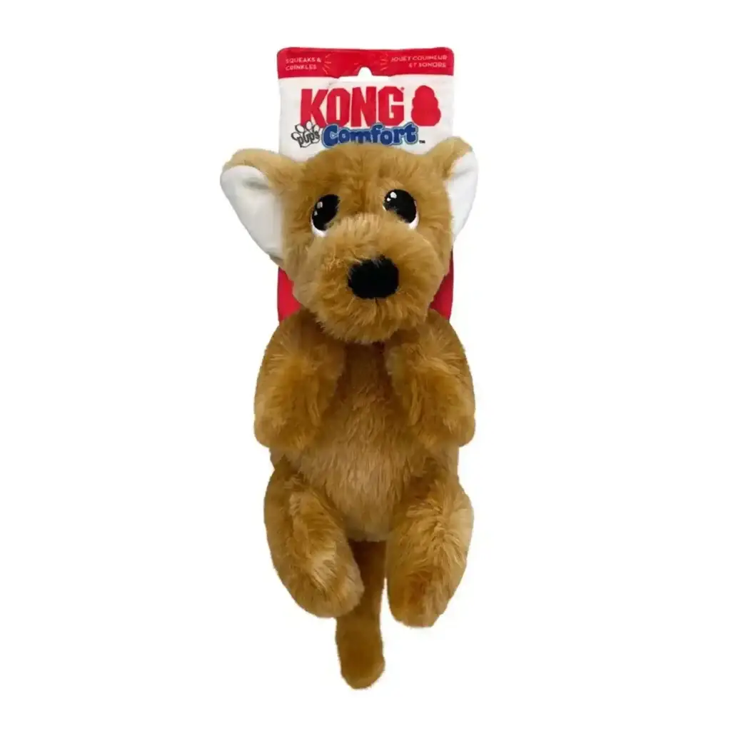 KONG Comfort Pups Peanut Small plush dog toy front view
