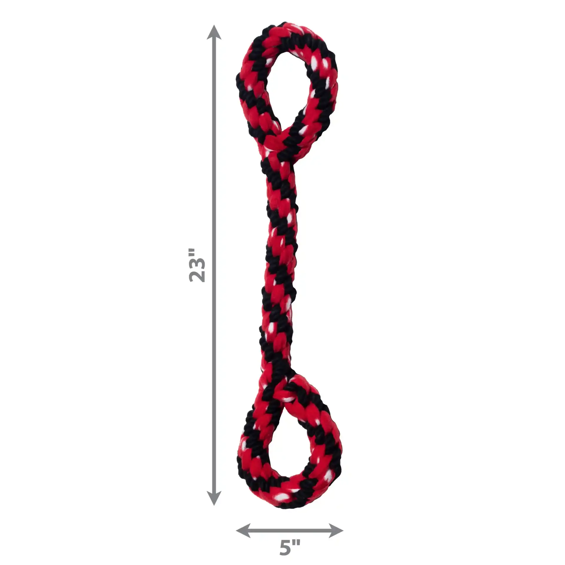 Signature Rope Double Tug Dog Toy with size measurements