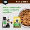 BlackHawk Air Dried Chicken Topper and Meal Enhancement Graphic Graphic showing how BlackHawk Air Dried Chicken can be used as a nutrient-rich topper alongside BlackHawk kibble.