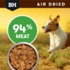 BlackHawk Air Dried Chicken 94 Percent Meat Graphic Promotional graphic for BlackHawk Air Dried Chicken showing a dog running and a bowl of air dried chicken pieces with a 94 percent meat label.