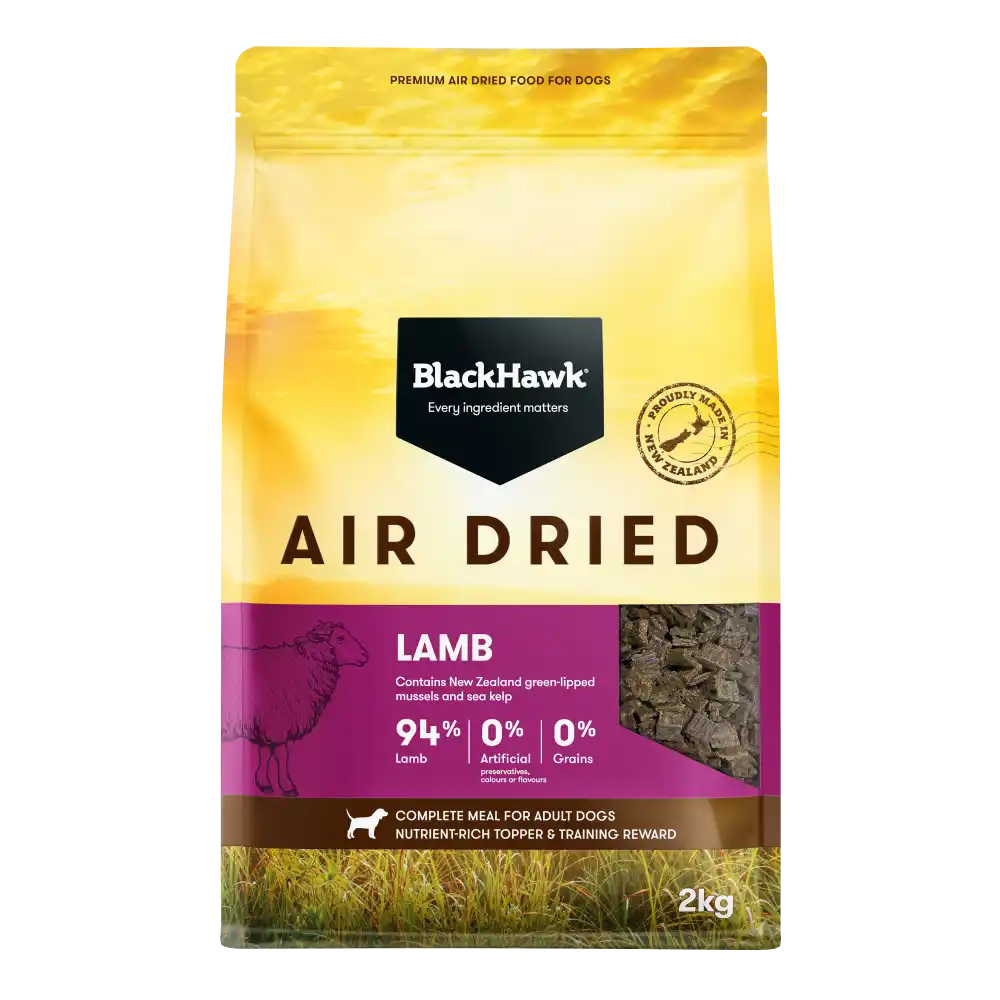 Black Hawk Air Dried Lamb Dog Food 2kg front of bag