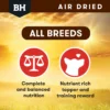 Black Hawk Air Dried All Breeds Icons Icons showing Black Hawk Air Dried Beef and Mackerel is suitable for all breeds and provides balanced nutrition.