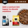 Black Hawk Air Dried Beef & Mackerel Meal Topper Suggestion Image showing how to use Black Hawk Air Dried Beef and Mackerel as a topper alongside Black Hawk kibble.