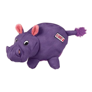 KONG Phatz Hippo Medium purple dog toy side profile showing texture