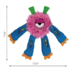 KONG Sneakerz Knots Dog Toy – Pink Monster Dimensions Pink KONG Sneakerz Knots Dog Toy with blue limbs showing size measurements.