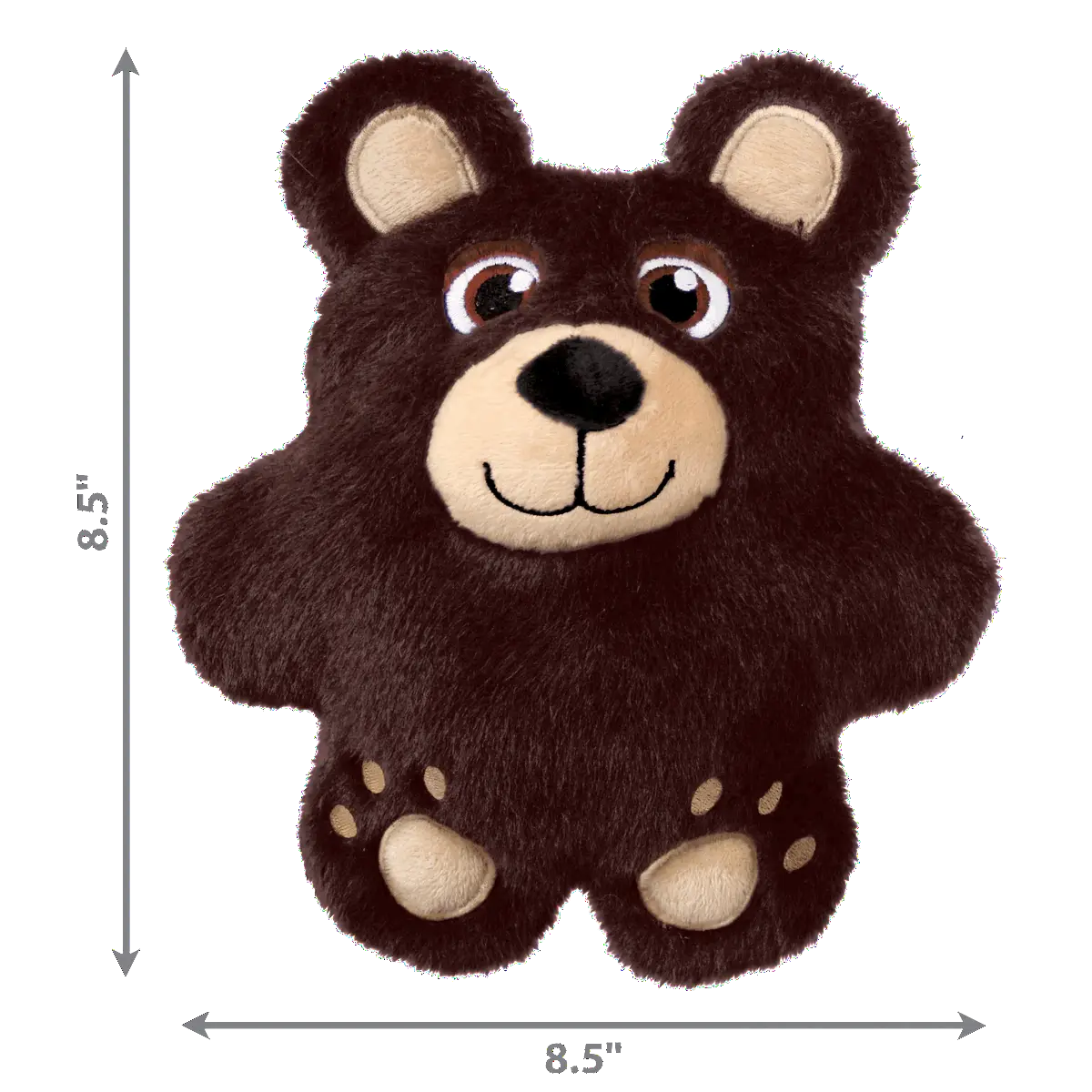 KONG Snuzzles Bear Dog Toy with size dimensions 8.5 inches tall and 6.5 inches wide