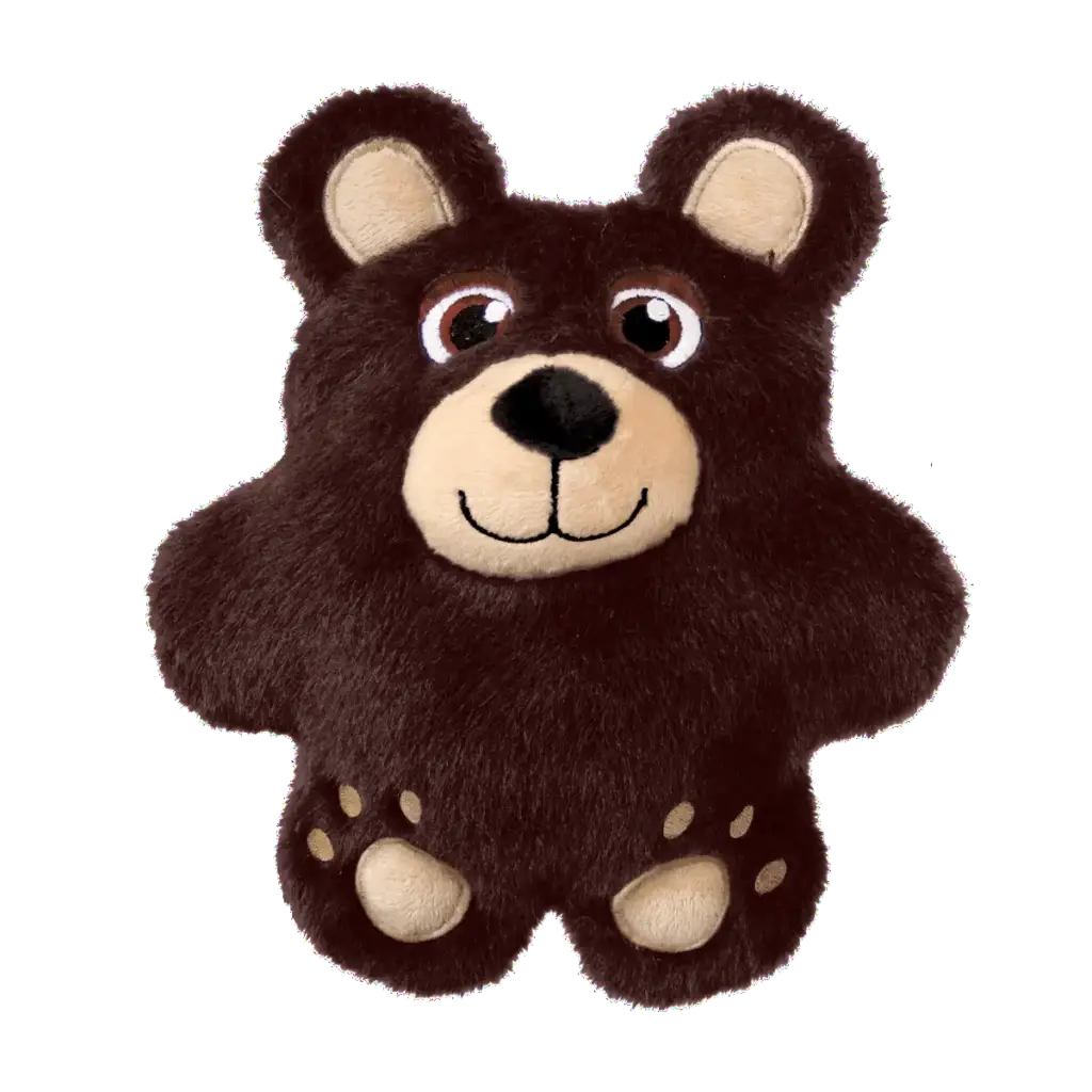 KONG Snuzzles Bear Dog Toy brown plush with embroidered face and paws