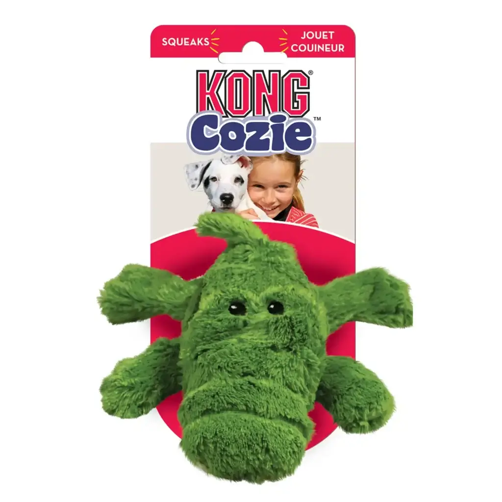 KONG Cozie Ali Alligator toy in packaging