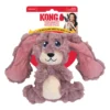 kong-scrumplez-bunny-dog-toy-packaged KONG Scrumplez Bunny Dog Toy in red KONG packaging featuring soft brown plush with long floppy ears