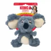 kong-scrumplez-koala-dog-toy-packaged KONG Scrumplez Koala Dog Toy in red KONG packaging featuring grey plush koala design