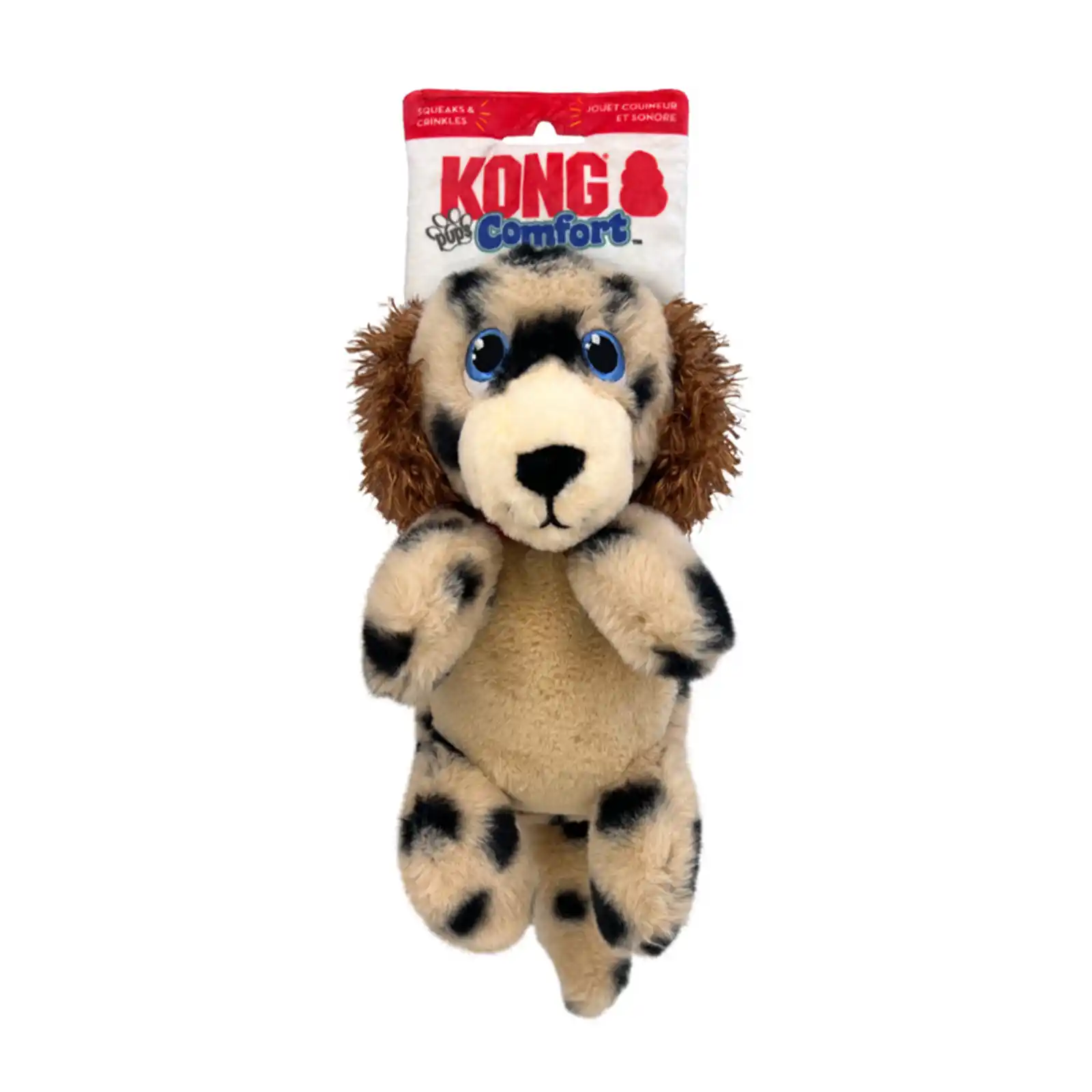 KONG Comfort Pups Spot Medium plush dog toy front view