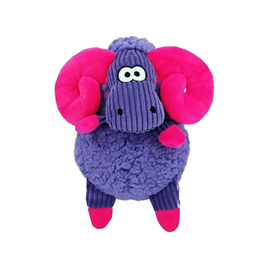 KONG Sherps Floofs Big Horn Medium purple plush toy with pink horns and corduroy details