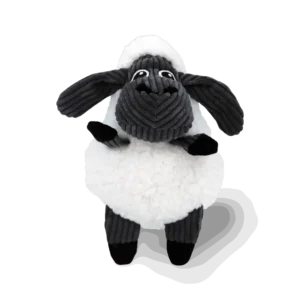 Close-up of the KONG Sherps Floofs Sheep showing soft fleece and corduroy details.