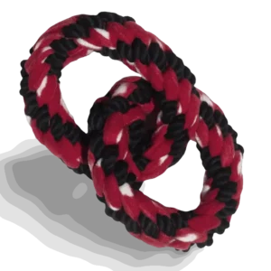 Signature Rope Double Ring Tug Dog Toy close-up angled view