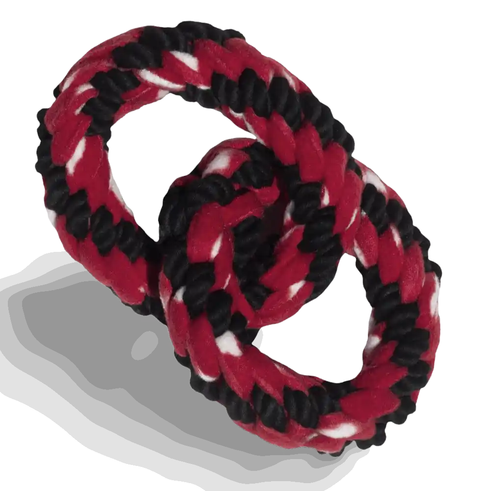 Signature Rope Double Ring Tug Dog Toy close-up angled view