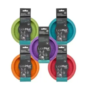 Assorted LickiMat UFO dog lick mats in multiple colours