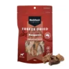 Black Hawk Freeze Dried Kangaroo Dog Treat 40g Front Pack with treat pieces Front of pack Black Hawk freeze dried kangaroo dog treats 40g showing premium dog treats in resealable pouch with treat pieces in front of package