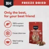 Black Hawk Freeze Dried Kangaroo Dog Treat Pieces kangaroo, freeze dried training rewards Front of pack Black Hawk freeze dried kangaroo dog treat 40g showing premium dog treats in resealable pouch with product features