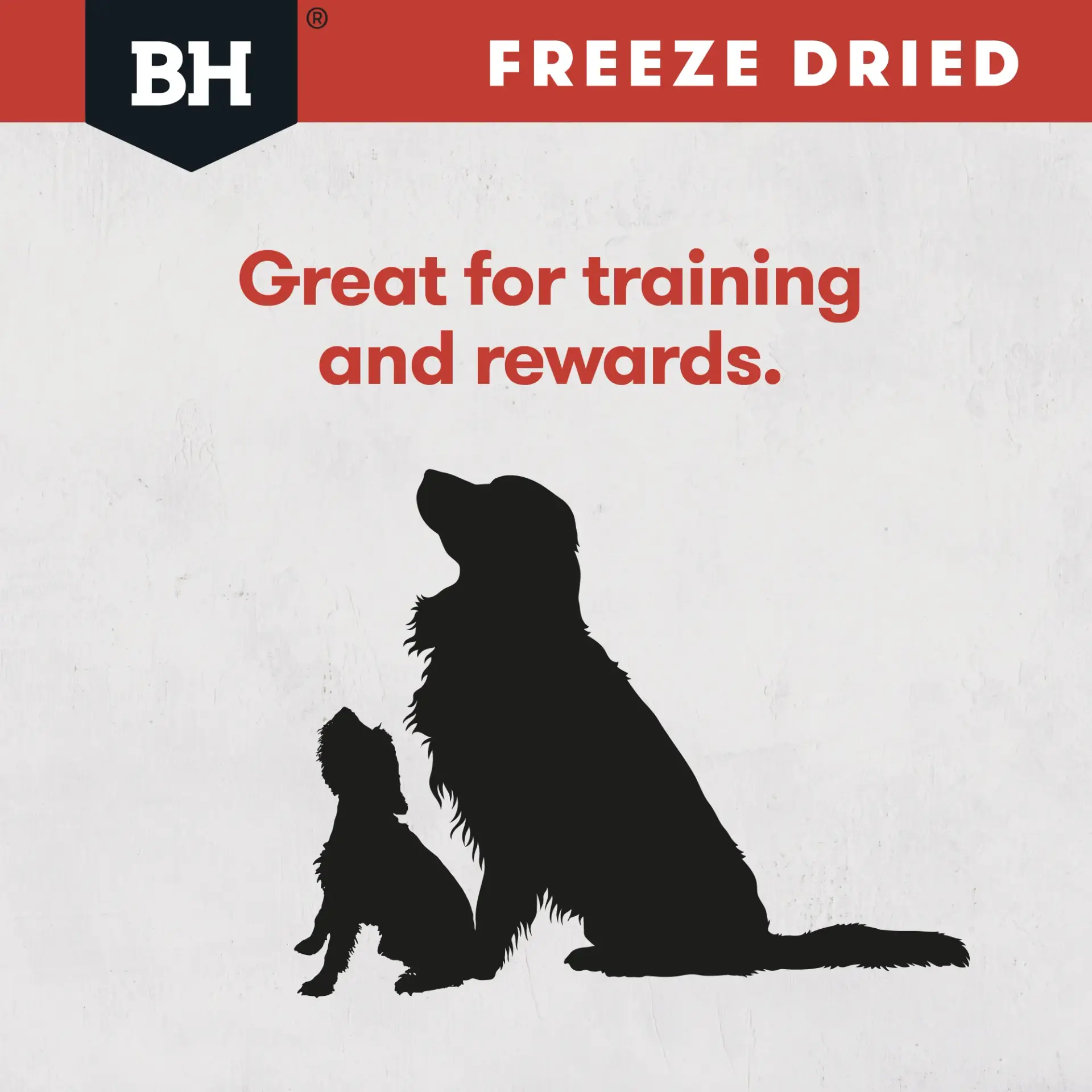 Graphic showing Black Hawk freeze dried kangaroo dog treats as great for training and rewarding dogs