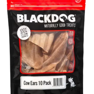 BlackDog Cow Ears Dog Treats in a 10 pack resealable bag