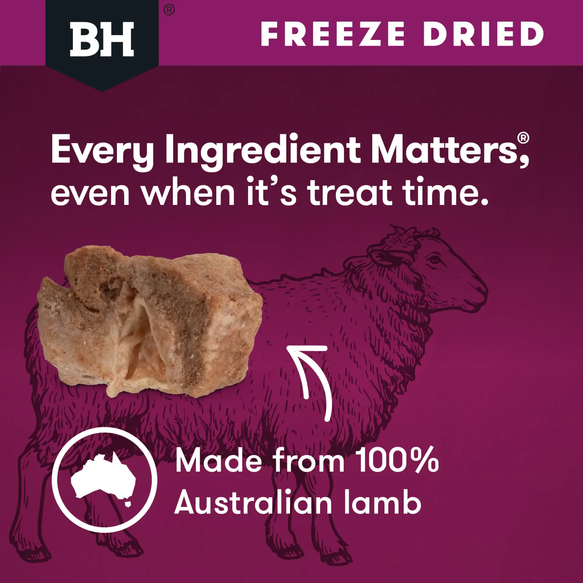 Black Hawk freeze dried lamb dog treats made from 100 percent Australian lamb