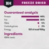 BlackHawk Freeze Dried Lamb Guaranteed Analysis and Ingredients Guaranteed analysis and ingredients of BlackHawk freeze dried lamb dog treats showing protein fat fibre energy and 100 percent lamb