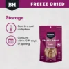 BlackHawk Freeze Dried Lamb Storage Instructions Storage instructions for BlackHawk freeze dried lamb dog treats showing how to store in a cool dark place and consume within 10 to 14 days