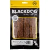 Blackdog Chicken Jerky Straps Dog Treats 150g Bag Blackdog 150g bag of chicken jerky straps dog treats in resealable yellow pack.