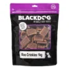 Blackdog Roo Crinkles Dog Treats Packaging 1kg Blackdog Roo Crinkles 1kg bag with visible crinkle treats inside the resealable pack.