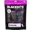 Blackdog Roo Jerky Dog Treats 600g Pack Blackdog Roo Jerky 600g resealable bag with visible kangaroo jerky strips inside.