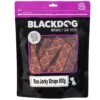 Blackdog Roo Jerky Straps Dog Treats 800g Bag Blackdog 800g bag of roo jerky straps dog treats with purple packaging.