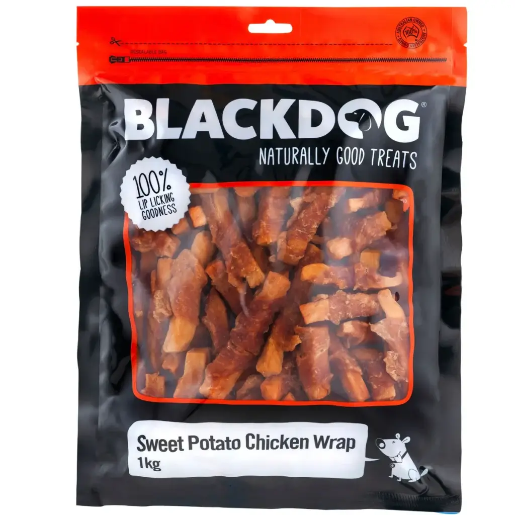 Blackdog Sweet Potato & Chicken Wrap Dog Treats in 1kg bag